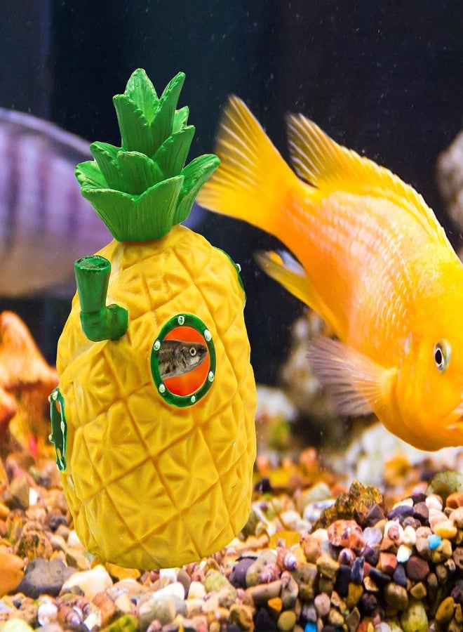VAYINATO® Colourful Pineapple House Fish Hiding Cave Resin Ornaments Aquarium Fish Tank Decoration Toys by Petzlifeworld - Image 4